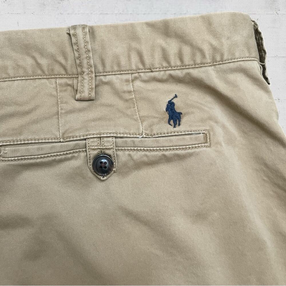 Polo Ralph Lauren Stretch Classic Fit Chino  Shorts Tan Blue Pony Size 42 Preppy